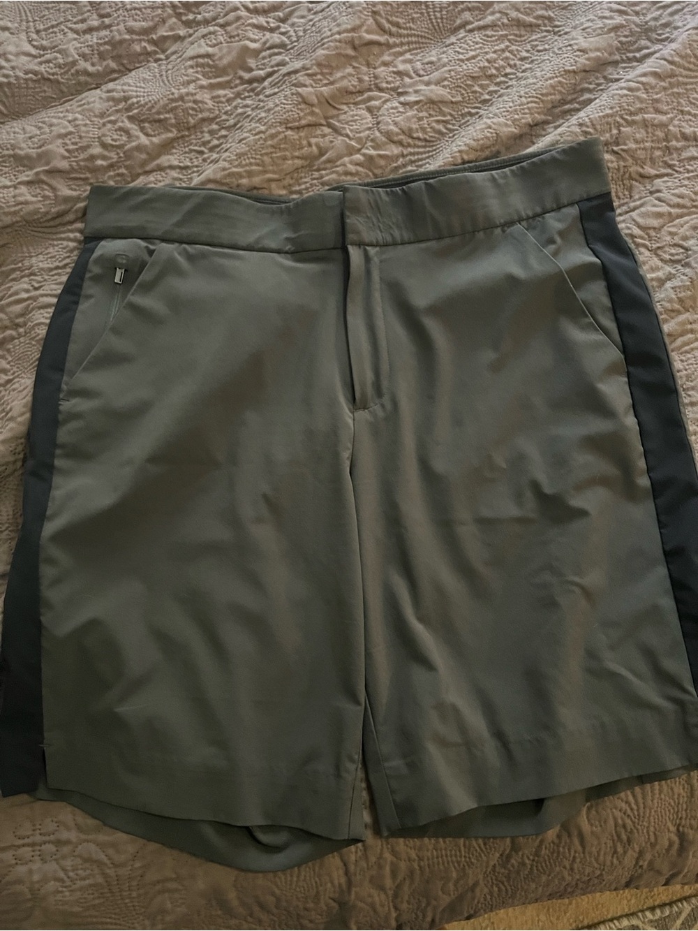 Athleta Olive and Black Athletic Shorts with Side Panels